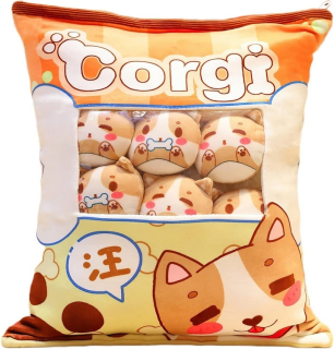 PUDDINGOVÝ VANKÚŠ PLNENÝ ROZTOMNÝMI PSAMI CORGI AKO DARČEK